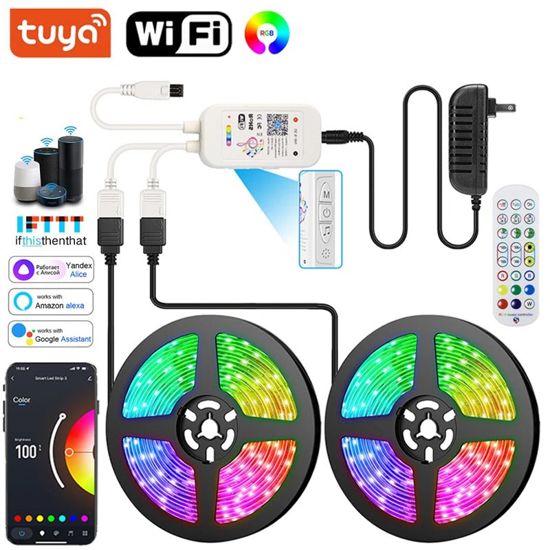 Slimme WiFi RGB LED-Stripverlichting – App & Bluetooth Besturing