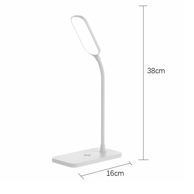 Slimme LED Bureaulamp met Draadloze Oplader en Klok – Multifunctioneel Design